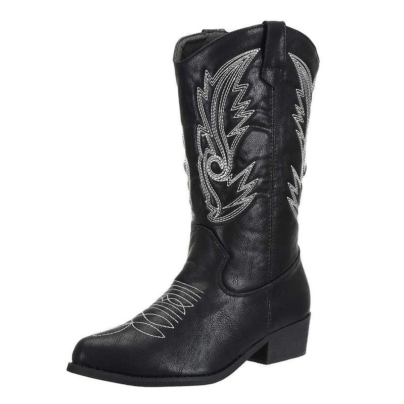 SheSole Women's Wide Calf Western Cowgirl Cowboy Boots Black Size 8 - Image 1